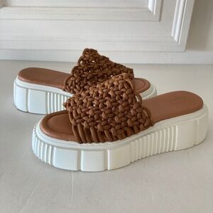 NWOT Maeve Anthropologie Crochet Rope Brown Platform Sandals Sz 36
